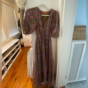 Oliphant dress - muted colors, tie waist, size small